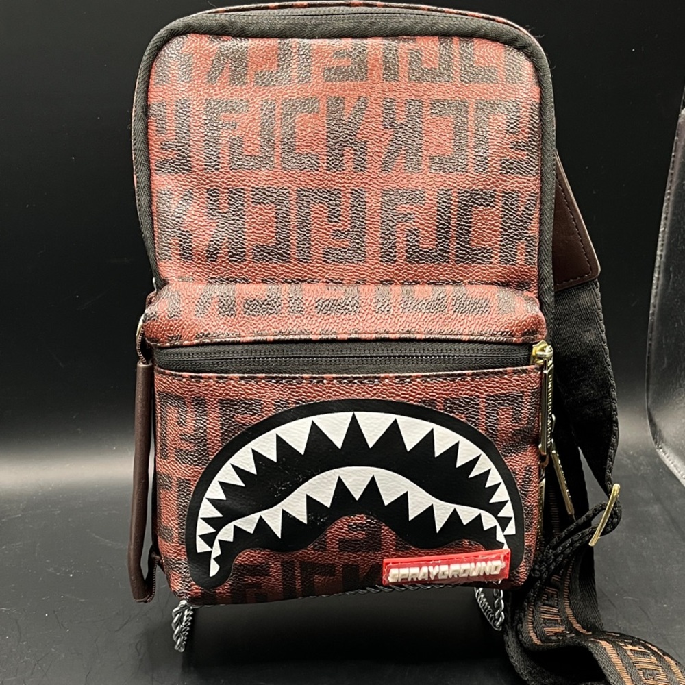 Sprayground Red and Black Geometric Backpack
